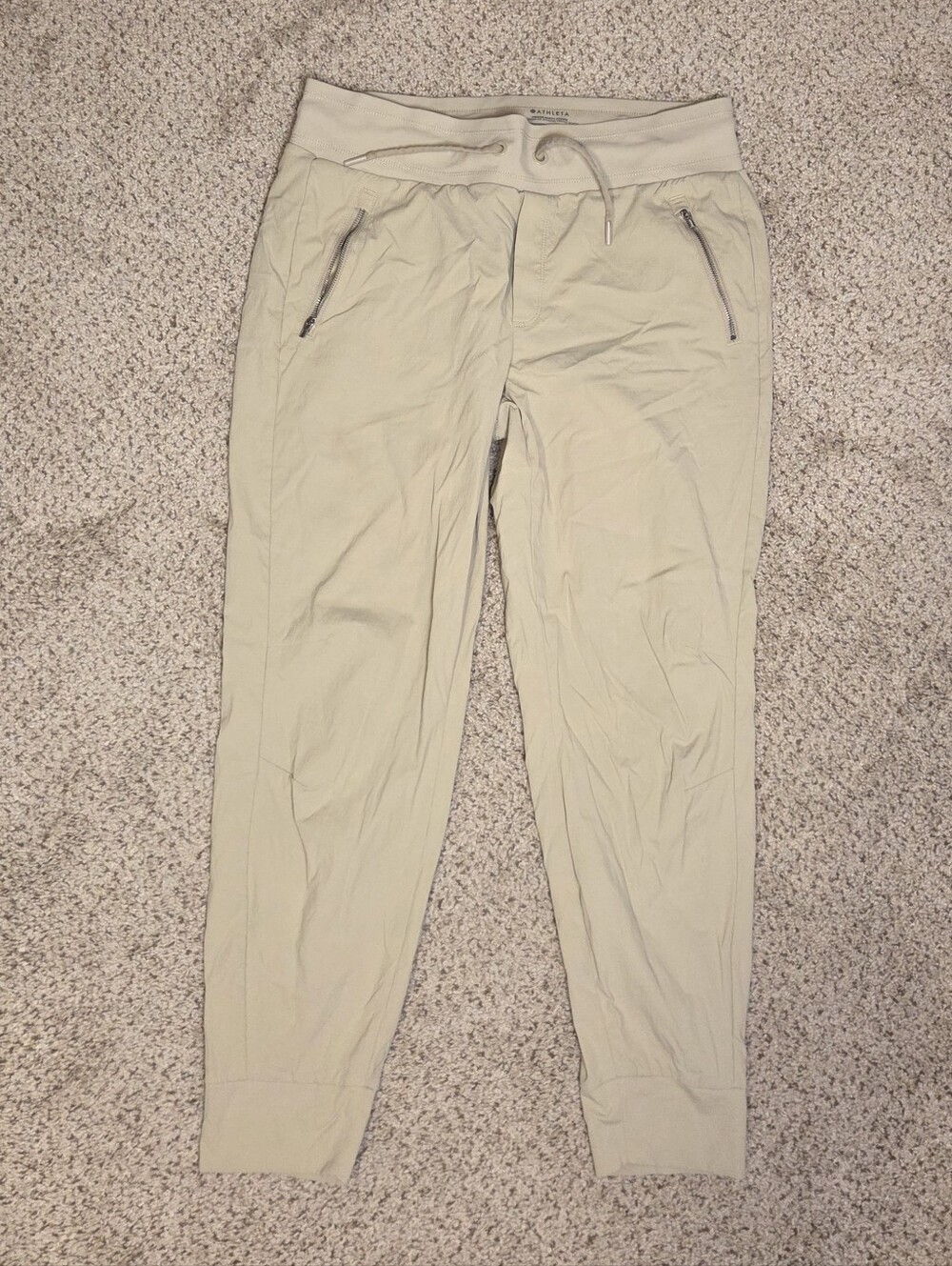 Athleta Trekkie North Jogger Hiking Pants Women's 12 Ecru Tan 405726 Pull On Tie - Picture 3 of 8